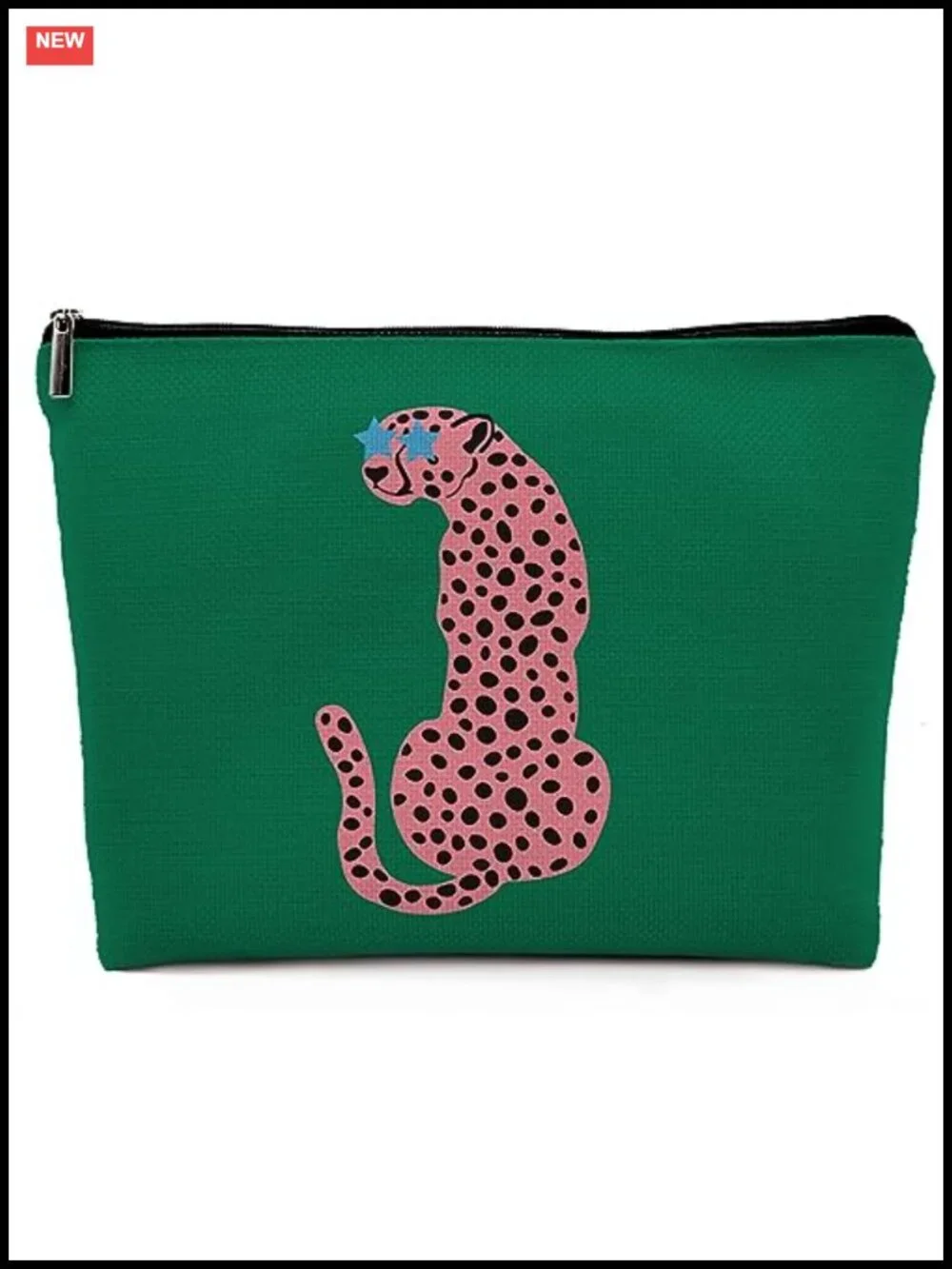Leopard Print Cosmetic Bag Linen Makeup Organizer Pouch Travel